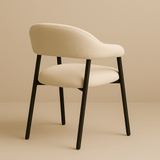 Chaise de salle à manger Bouclés Beige Lisa - Cadre Noir 