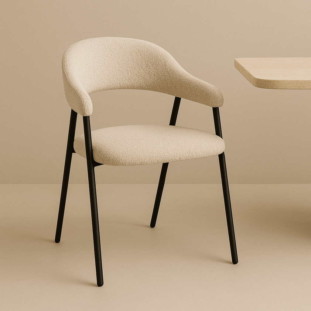 Chaise de salle à manger Bouclés Beige Lisa - Cadre Noir 