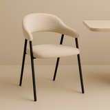 Chaise de salle à manger Bouclés Beige Lisa - Cadre Noir 