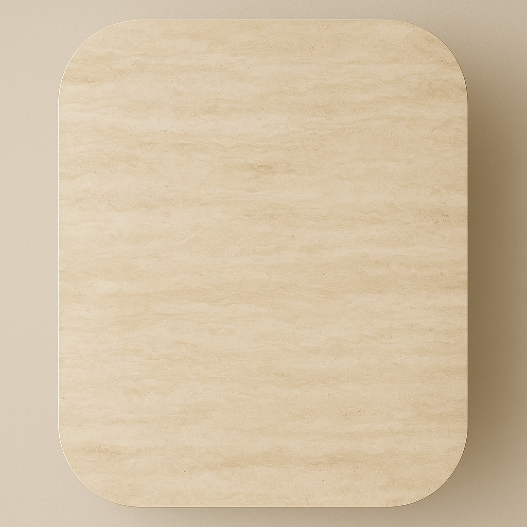 Complete Meubelset: Lea Eettafel Sintered Stone Marmerlook Travertine - Walnoot Frame + 4x Lisa Eetkamerstoelen Bouclé Beige