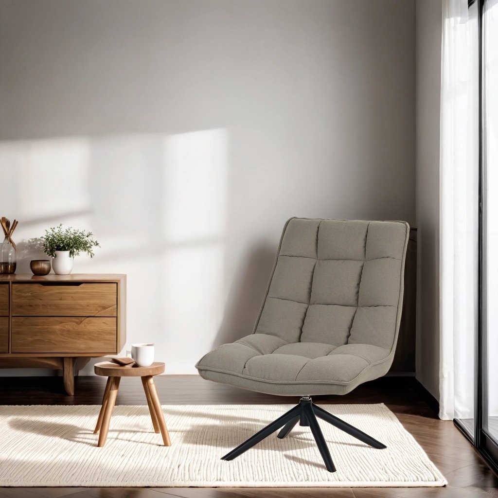 Fauteuil pivotant Yuki bouclé taupe