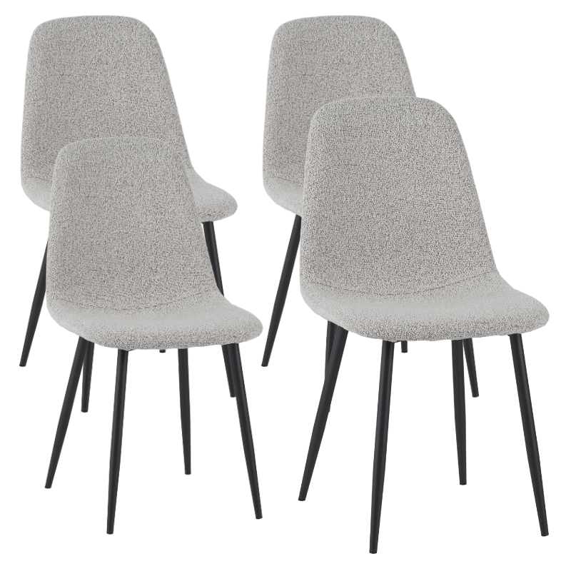 Ensemble de 4 chaises de salle à manger scandinaves en tissu bouclé naturel mélangé Swift - Sans accoudoirs 