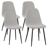 Ensemble de 4 chaises de salle à manger scandinaves en tissu bouclé naturel mélangé Swift - Sans accoudoirs 