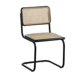 Chaise de salle à manger structure tubulaire Vester en métal noir avec sangle en bambou - Sans Accoudoirs