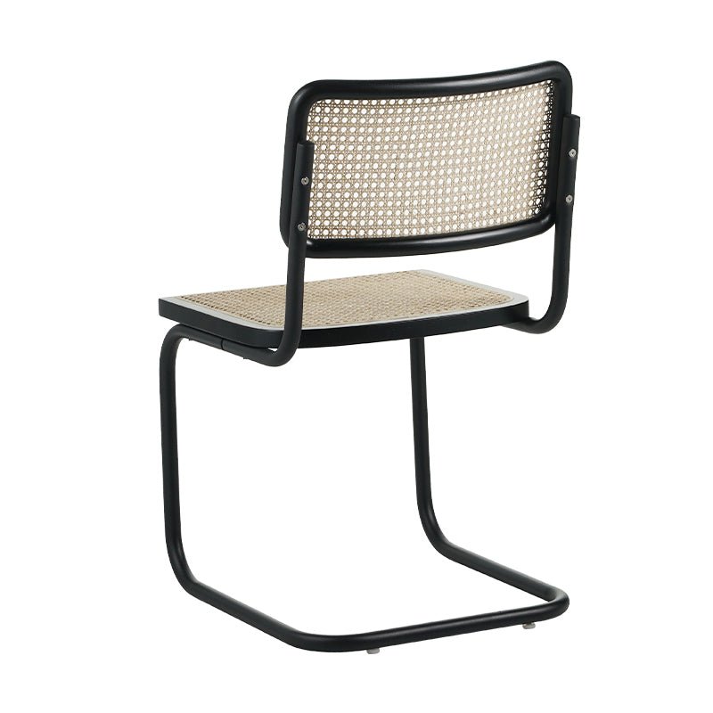 Chaise de salle à manger structure tubulaire Vester en métal noir avec sangle en bambou - Sans Accoudoirs