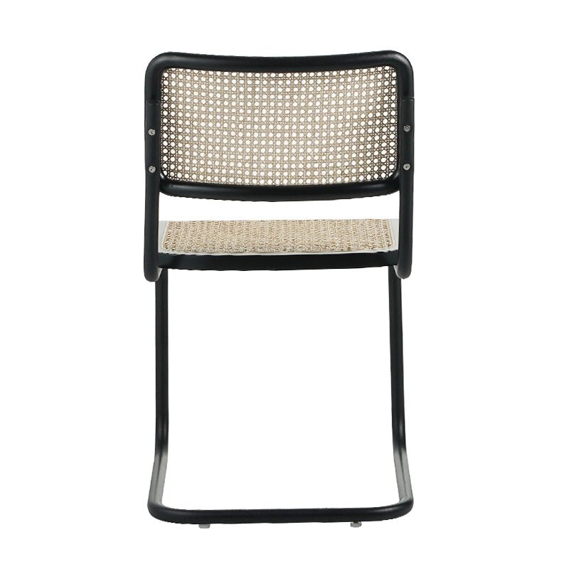 Chaise de salle à manger structure tubulaire Vester en métal noir avec sangle en bambou - Sans Accoudoirs