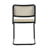 Chaise de salle à manger structure tubulaire Vester en métal noir avec sangle en bambou - Sans Accoudoirs