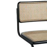Chaise de salle à manger structure tubulaire Vester en métal noir avec sangle en bambou - Sans Accoudoirs