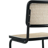 Chaise de salle à manger structure tubulaire Vester en métal noir avec sangle en bambou - Sans Accoudoirs