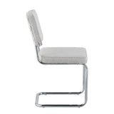 Chaise de salle à manger moderne verte en tissu bouclé Sway - cadre en chrome - sans accoudoirs 