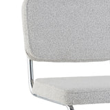 Chaise de salle à manger moderne verte en tissu bouclé Sway - cadre en chrome - sans accoudoirs 