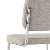 Chaise de salle à manger moderne couleur sable en tissu bouclé Sway - cadre en chrome - sans accoudoirs 