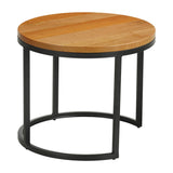 Set van 2 ronde salontafels naturel mangohout - industrieel - Rosy