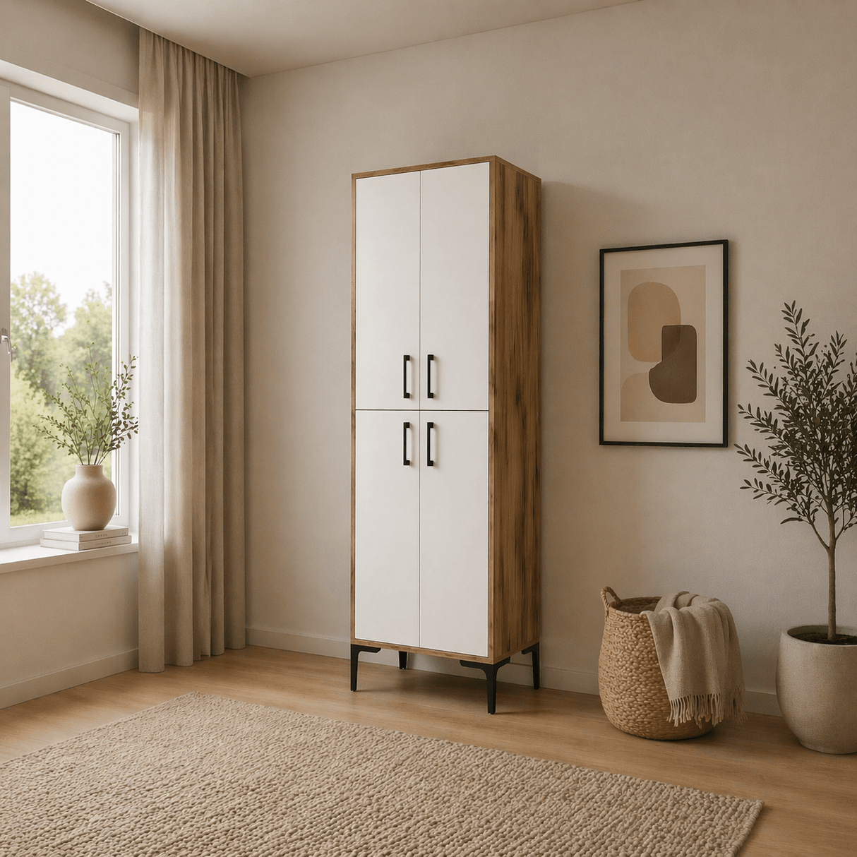 Wandkasten - Wandkast Walnoot Wit Melamine 200x60x35 cm - Berlin - Dimehouse