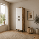 Wandkasten - Wandkast Walnoot Wit Melamine 200x60x35 cm - Berlin - Dimehouse
