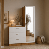 Wandkasten - Wandkast Wit met Dennenhout Melamine - hang en leg - 140x100x47 cm - Jade - Dimehouse
