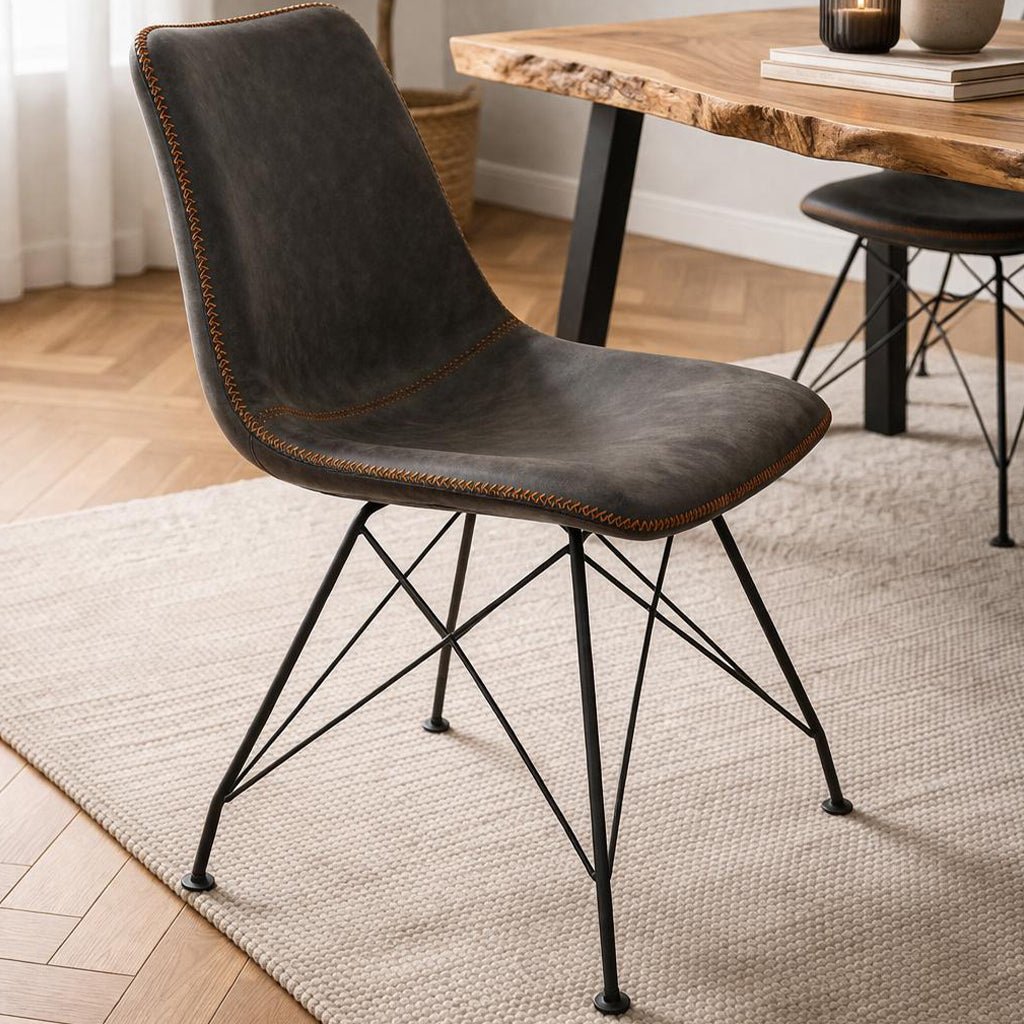 Chaise de salle à manger industrielle Viano Anthracite - Sans accoudoirs 