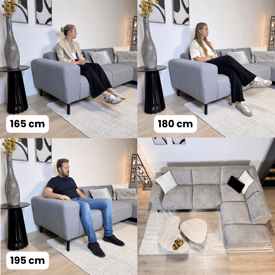 Canapé d'angle Moby Beige avec salon compact et tissu recyclé - Droit 