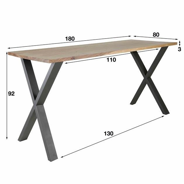 Bartafel Daya DH Interior Saja LxBxH 186x77x10 Sajahout Witfoto maatindicatie