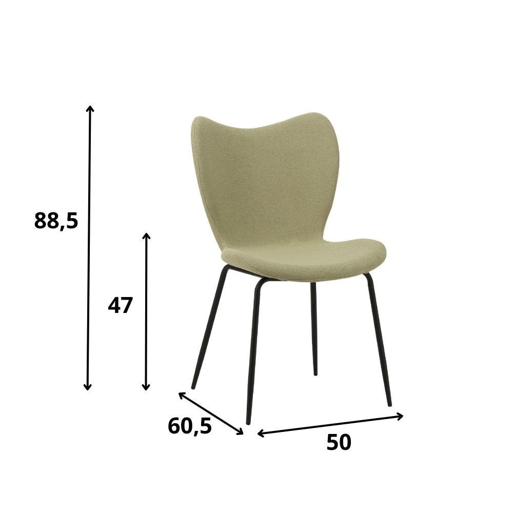 Eetkamerstoel Sia Dimehouse Groen LxBxH 72x55x51 Stof Witfoto maatindicatie