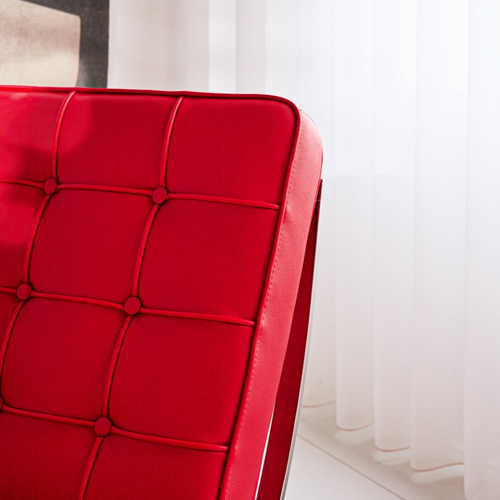 Fauteuil Expo premium leer Dimehouse Rood LxBxH 80x78x78 Runderleer Sfeerfoto detail