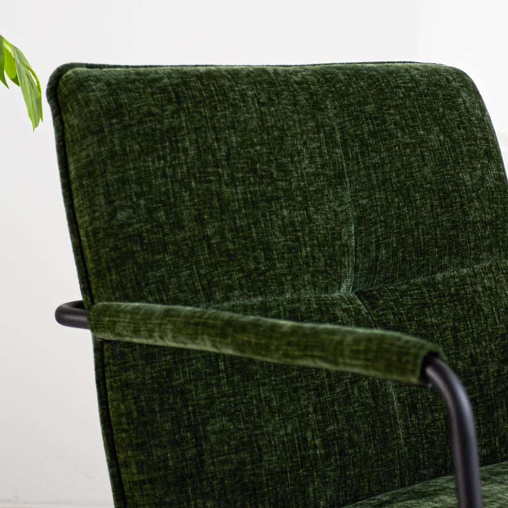 Fauteuil Hailey Chenille Dimehouse Donkergroen LxBxH 66x64x37 Stof Sfeerfoto detail