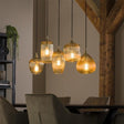 Lampe suspendue Ella DH Intérieur Verre couleur ambre LxlxH 127x48x27 Verre couleur ambre Photo d'ambiance vue de face diagonale