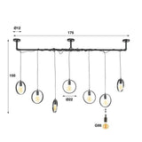 Hanglamp Hennes DH Interior Charcoal LxBxH 58x32x22 Metaal Witfoto maatindicatie