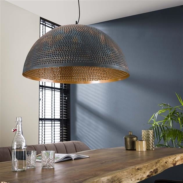 Hanglamp Aya 70 DH Interior Bruin LxBxH 73x73x46 Zwart bruin Sfeerfoto schuin vooraanzicht