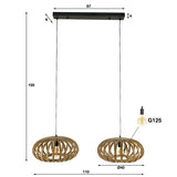 Hanglamp Lucia DH Interior Mango LxBxH 106x52x38 Mangohout Witfoto maatindicatie