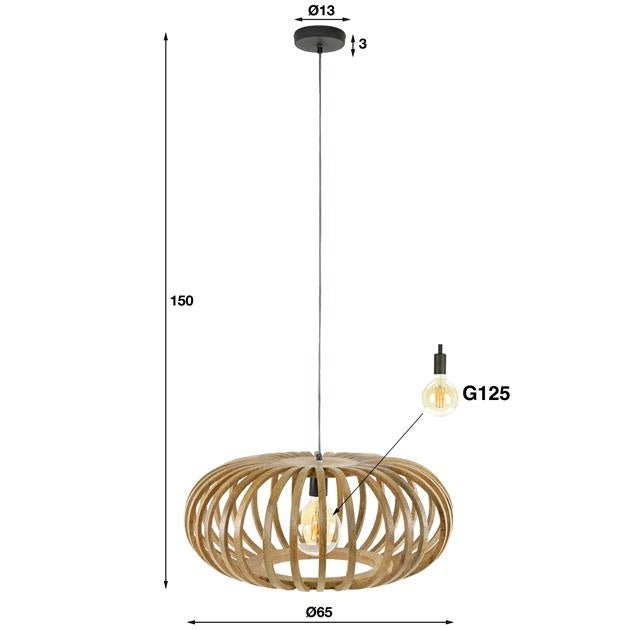 Hanglamp Lucia DH Interior Mango LxBxH 79x79x41 Mangohout Witfoto maatindicatie