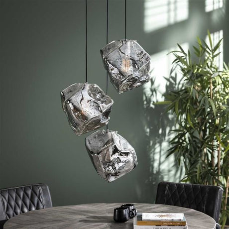 Hanglamp Rocks DH Interior Chromed LxBxH 91x41x37 Glas Sfeerfoto schuin vooraanzicht