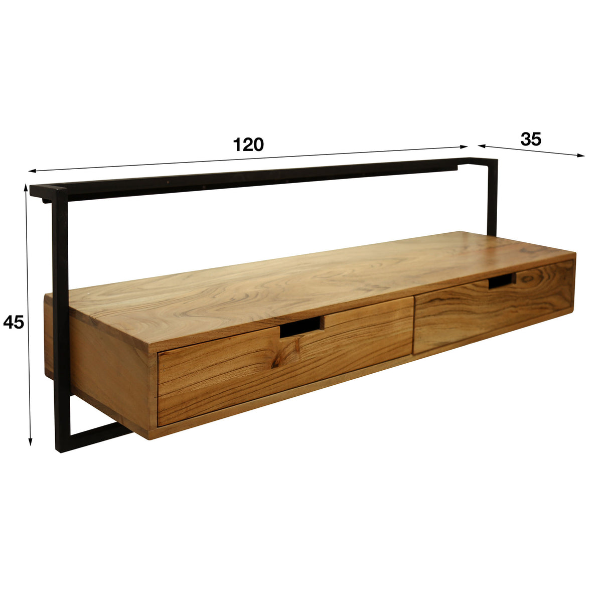 TV Meubel Naomi DH Interior Acacia LxBxH 123x50x23 Acaciahout Witfoto maatindicatie