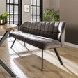 Canapé de salle à manger Romy DH Intérieur Anthracite LxlxH 196x81x58 Velours Photo d'ambiance vue de face diagonale