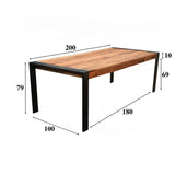 Eettafel Colorado Dimehouse Bruin LxBxH 205x105x15 Mangohout Witfoto maatindicatie