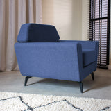 Fauteuil Roger Dimehouse Blauw LxBxH 85x50x33 Stof Witfoto zijaanzicht