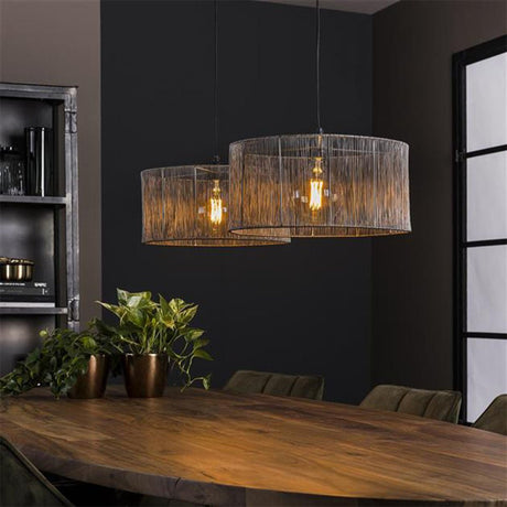 Hanglamp Luis DH Interior Zwart LxBxH 90x45x28 Nikkel Sfeerfoto schuin vooraanzicht