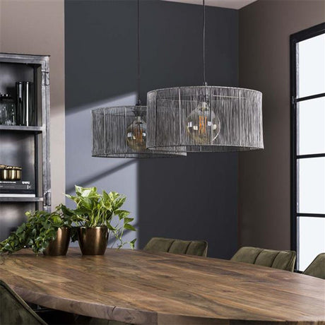 Hanglamp Luis DH Interior Zwart LxBxH 90x45x28 Nikkel Sfeerfoto schuin vooraanzicht