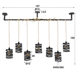 Hanglamp Twista DH Interior Grijs LxBxH 183x33x19 Metaal Witfoto maatindicatie