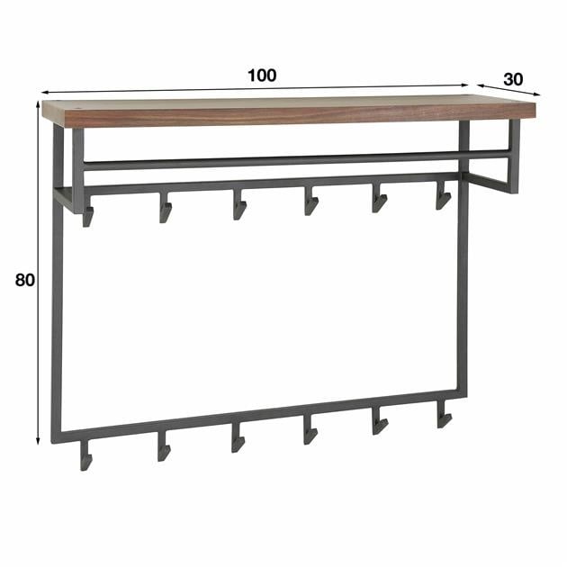 Kapstok Daya DH Interior Saja LxBxH 106x87x37 Sajahout Witfoto maatindicatie