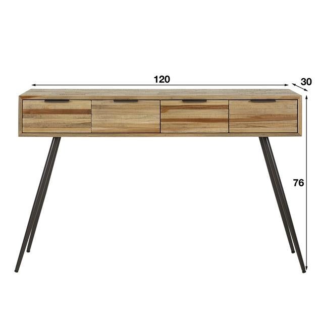 Kaptafel Sven DH Interior Verweerd LxBxH 126x37x27 Teak Witfoto maatindicatie