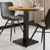 Eettafel Bistrotafel Rond Dimehouse Bruin LxBxH 86x86x7 Mangohout Sfeerfoto detail