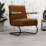 Fauteuil Lars Dimehouse Cognac LxBxH 68x64x39 Kunstleer Sfeerfoto schuin vooraanzicht