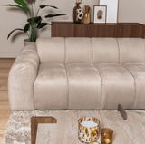 Banken-Hoekbank met lounge beige velvet structuurstof - strepen - rechts - Brix-Dimehouse
