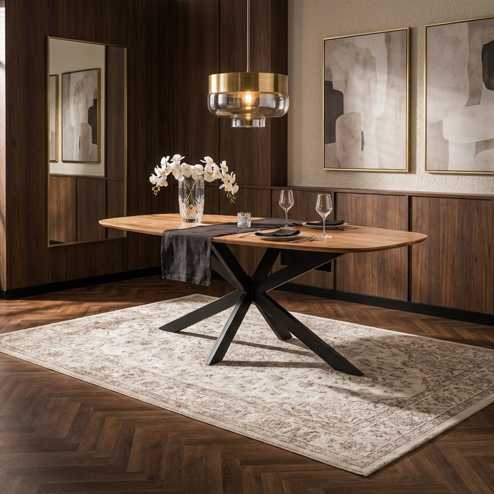 Table à manger ovale danoise Laurie en bois d'acacia 180x95 cm 