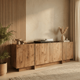 Dressoir Japandi eikenlook melamine antraciet Lowen 180x45x80 cm