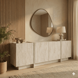 Buffet Japandi travertin mélamine Lowen 180x45x80 cm