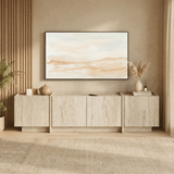 Meuble TV en mélaminé travertin Lowen 180 cm