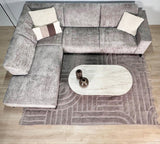 Hoekbank met chaise longue taupe chenille stof Manon - links