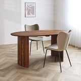 Eettafel Yves Oak Finish Dimehouse Eiken LxBxH 185x105x9 Acaciahout Sfeerfoto schuin vooraanzicht